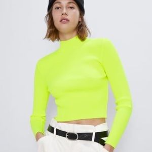 Zara Neon Mock Neck Sweater